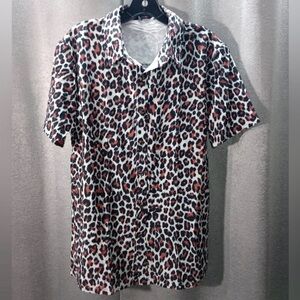 Leopard Print Casual Button Down Shirt